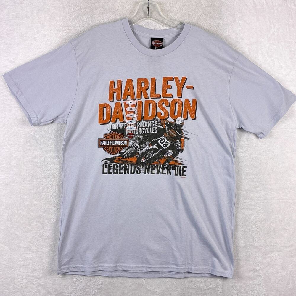 Harley Davidson Tshirt Mens XL Gray Quaid Loma Linda Motorcycle Motocross USA